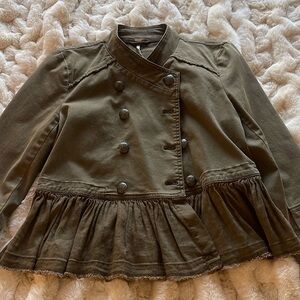 Free People Olive Green Military Style Coat